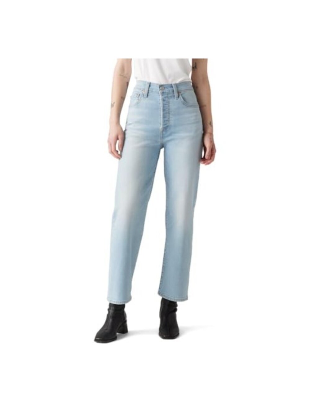 Levi's Ribcage Straight Ankle Jeans High Rise Wide Leg Casual
